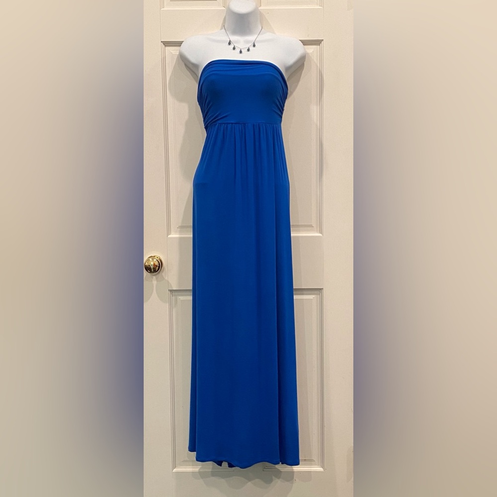 Hourglass Lily maxi empire waist blue dress